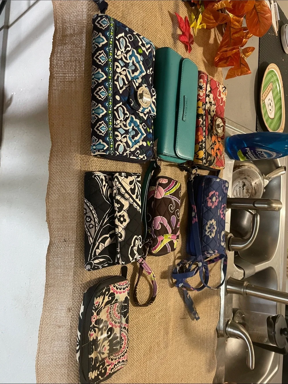 Assorted Women's Quilted Wristlet Wallets - Teal, Navy, Black, Floral